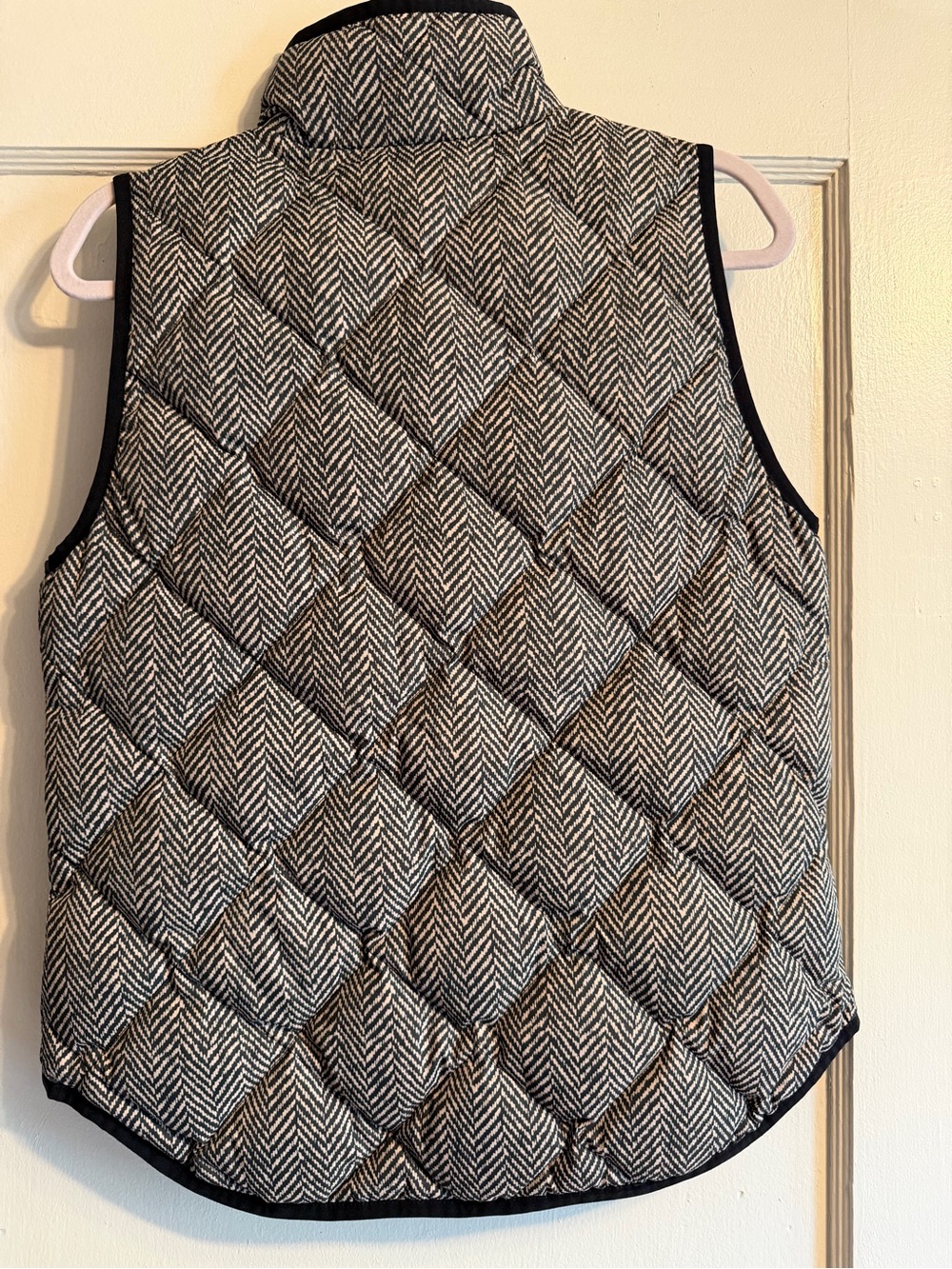 J. Crew Women's Quilted Herringbone Vest in Black & White - Picture 2 of 5